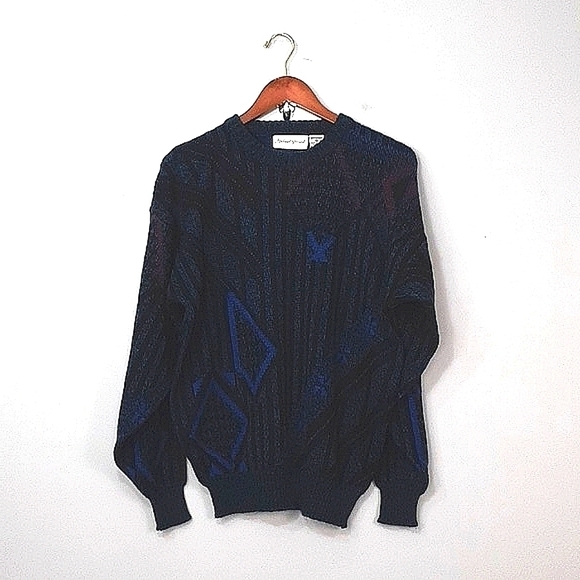 Michael Gerald Vintage 90's Print Men's Crew Neck Sweater - Picture 1 of 7